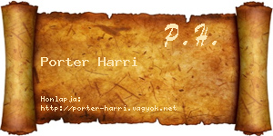 Porter Harri névjegykártya
